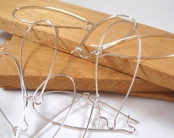 Silver Plated Stainless Steel Jumbo Kidney Earwires - 12 Count