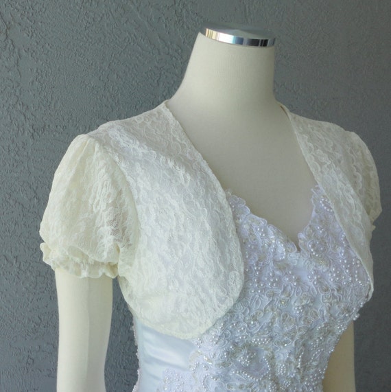 Wedding Bridal Ivory Lace Bolero Shrug Jacket MADE TO ORDER