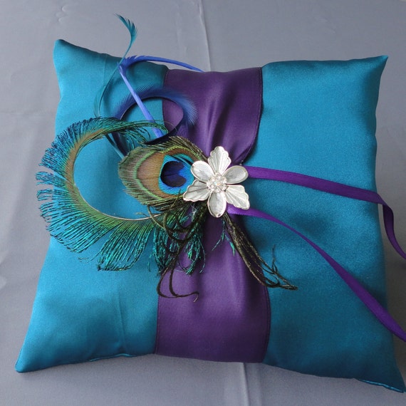 Wedding Teal And Purple Ring Bearer Pillow More Colors