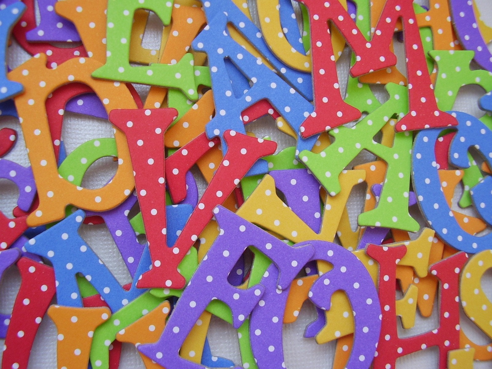 Primary Polka Dot Alphabets Chipboard Letters Scrapbook Die Cuts
