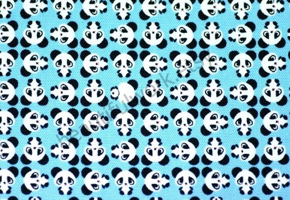 Kawaii Panda Print Blue Background Half Yard