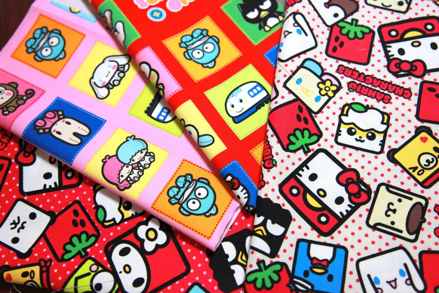 Sanrio Characters Fabric scraps Hello Kitty by beautifulwork