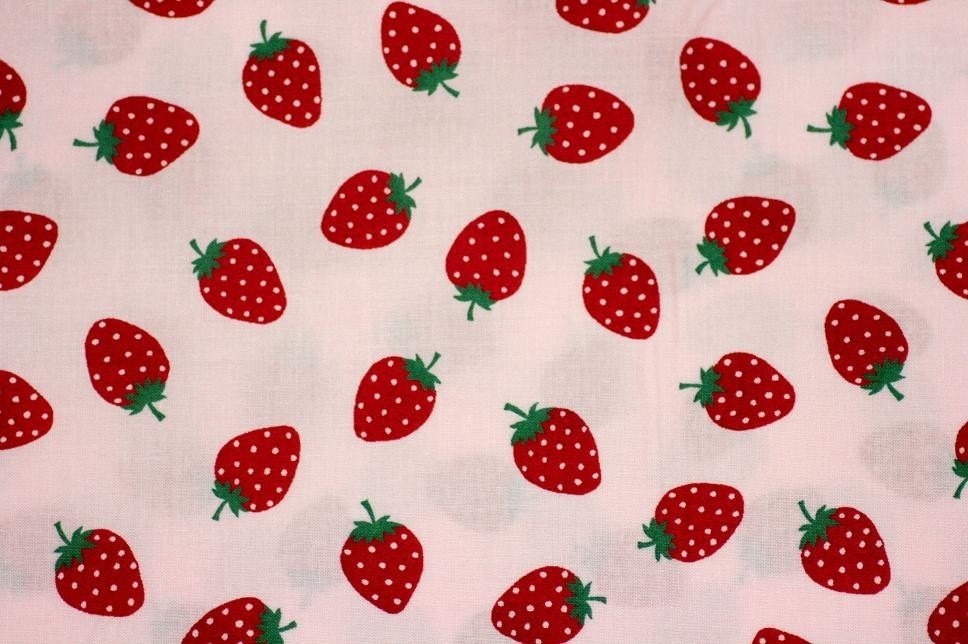 Super Kawaii Strawberry print with soft pink background color