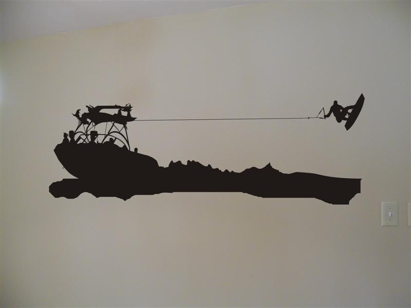 wall vinyl wakeboard boat and wakeboard skier by mojographics wall vinyl wakeboard boat and wakeboard skier by mojographics