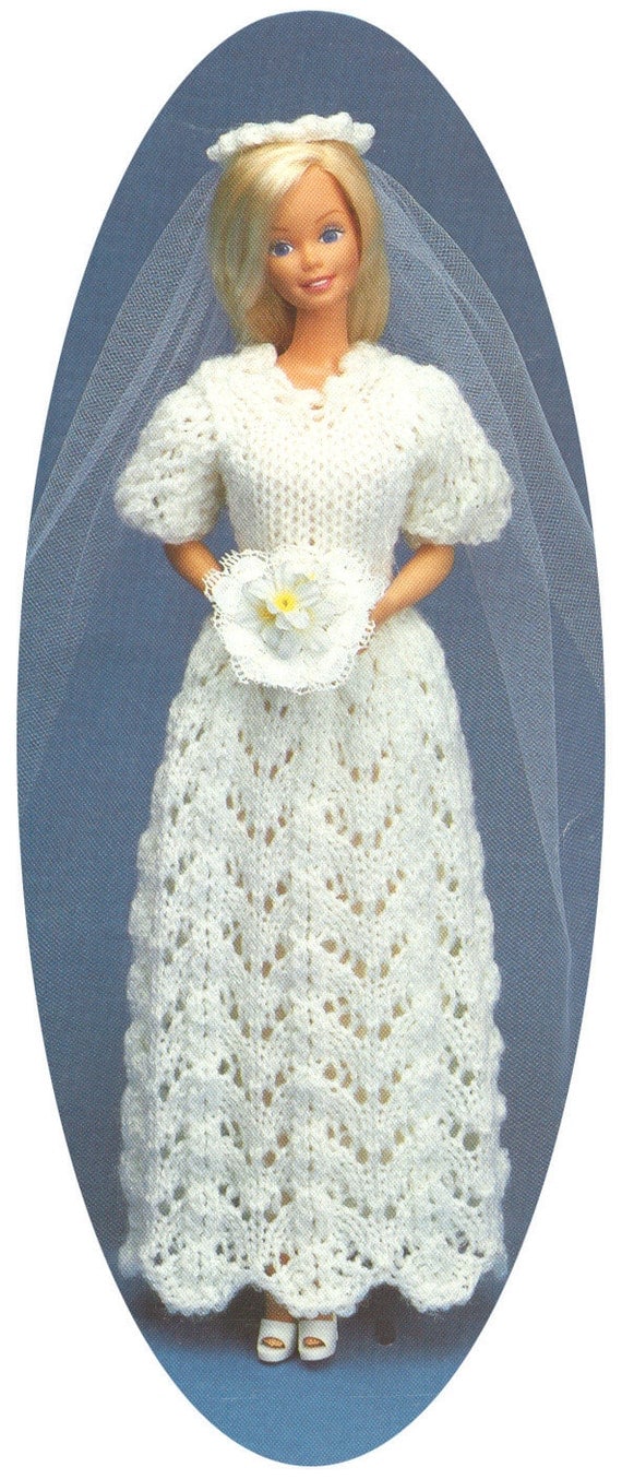 Vintage Barbie Wedding Dress and Veil Knitting Pattern PDF