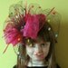 Fuschia sinamay twist cocktail hat with multi dot veil - couture pink derby hat - fushcia ascot hat