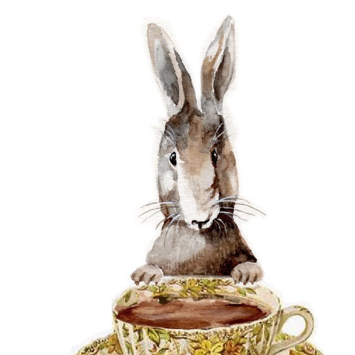 Some bunnies like Hot chocolate from a fancy cup