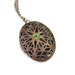Copper Oval Locket, Oval Aromatherapy Necklace, Peridot Green Rhinestone, Aromatherapy Pendant, August Birthstone
