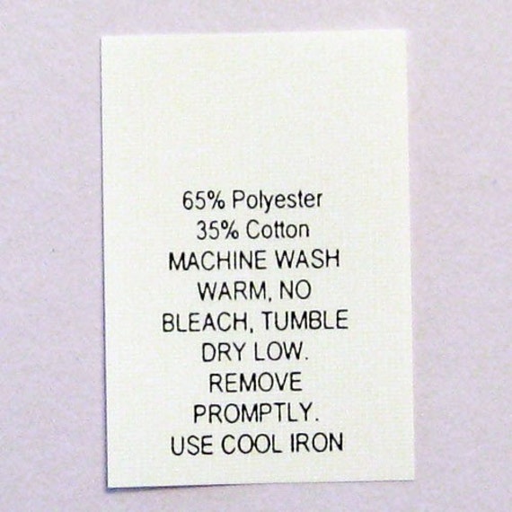 Poly / Cotton Blend Care Labels Number 12 Qty 50 by ShuShuStyle