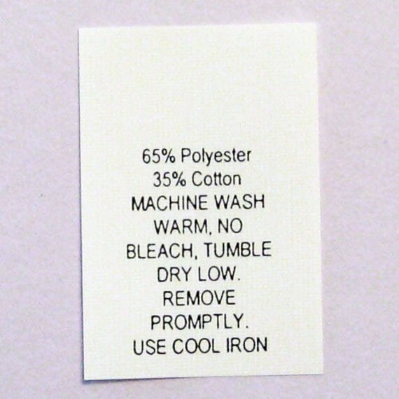 Poly / Cotton Blend Care Labels Number 12 Qty 50