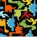 One (1) Yard - Multi Color Dinosaurs on Black Urban Zoologie AAK-11506-195 Bright