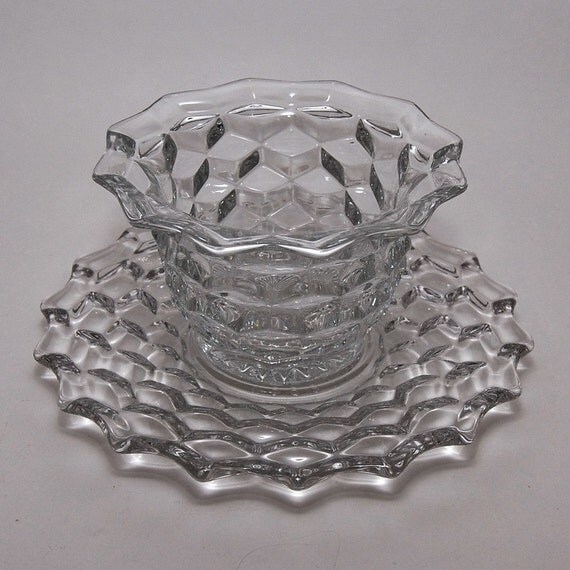 Fostoria American Pattern 2 Piece Mayo Set circa 1950