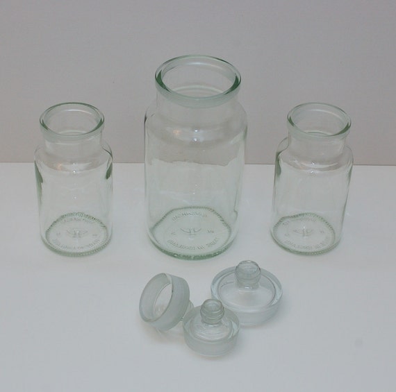 Vintage Ravenhead Apothecary Glass Jars Set of 3