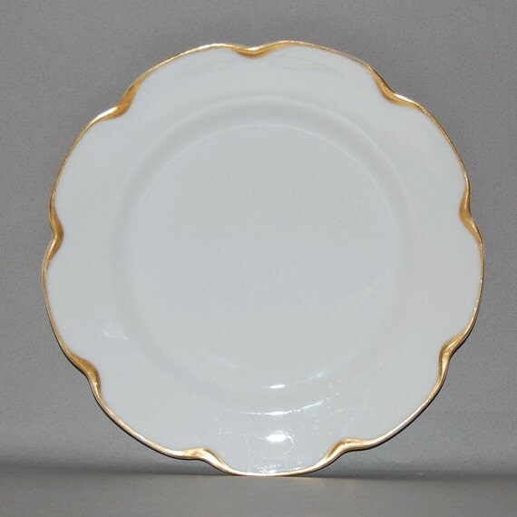 Antique Haviland Limoges France White with Gold Trim Plate