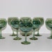 RESERVED for Anne Vintage Iridescent Luster Green Glass Balloon Wine Goblets, Set of 8