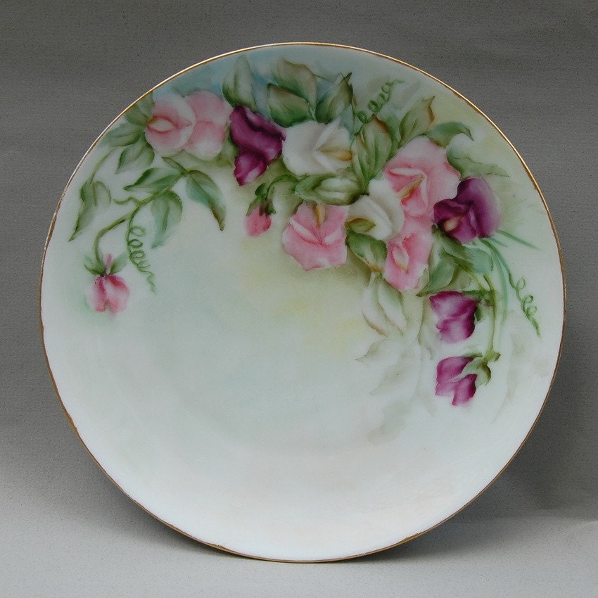 Antique Thomas Bavaria Porcelain Plate Decorated with Hand