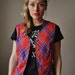Blue and orange plaid vest