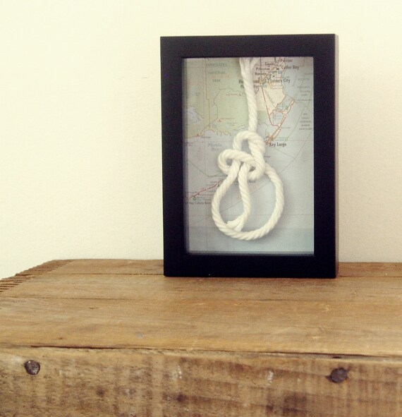 Nautical Rope Knot Map Florida Keys Framed