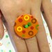 Orange Polka Dot Button Ring