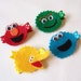 Sesame Street Inspired Felt Hair Clips - Set of 4 - Elmo, Oscar the Grouch, Big Bird and Cookie Monster Inspired Clippies - Special Price