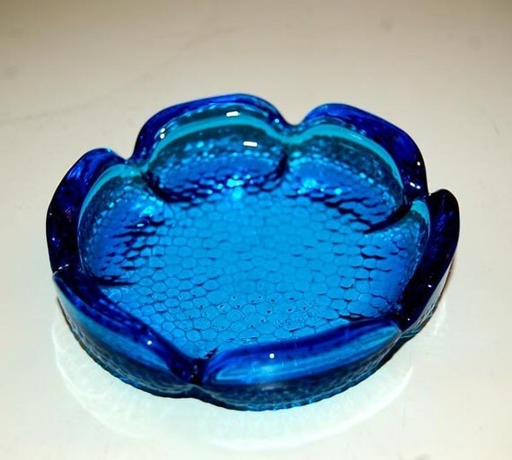 Vintage Ashtray Blue Glass