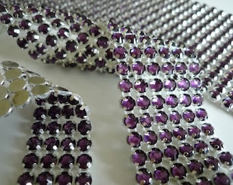 PRINCESS Rhinestone Banding, Trim / PLUM Crystal, 5 rows - 1 yard / ALEX