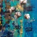 Reserved For Andrea Blue Rain -Abstract Decor Canvas Wall Art Flower Water Large Turquoise Yellow Contemporary