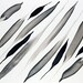 Black and White Abstract Painting Feather, Pod, and Leaf -Silver Gray Metallic Nature Contemporary Modern