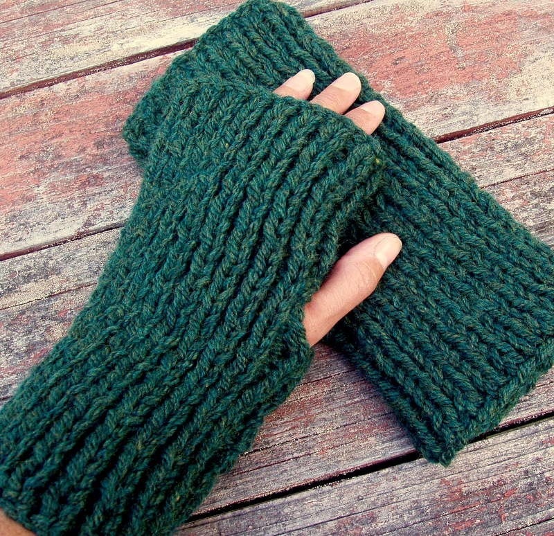 Knitting Patterndara Chunky Ribbed Fingerless Gloves Easy 