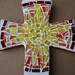 Mosaic Cross with Sun - whites, reds