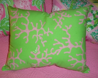 New Pillow Made With Lilly Pulitzer Coral Me Crazy fabric