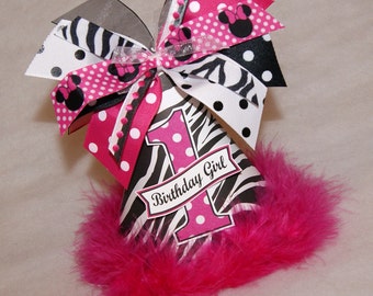 Zebra and Minnie Mouse Polka Dot Birthday Party Hat - Zebra party, Zebra Minnie Party, Minnie Mouse Party