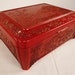 Vintage ASIAN JEWELRY BOX Molded plastic Hinged with inside mirror laquer look Landscape 10 x 6 x 4