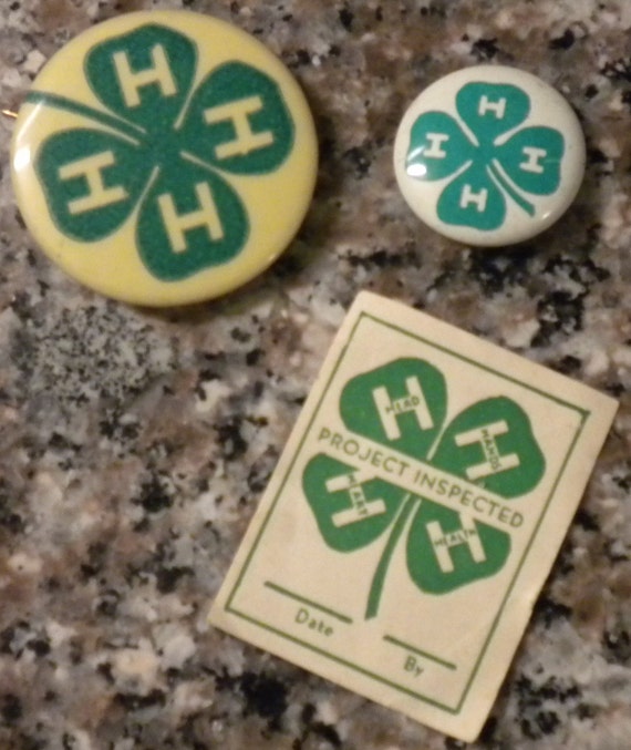 Vintage 4 H Pins And Inspection Stamp