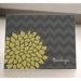 CLEARANCE 10 gray and yellow grey chevron chrysanthemum note cards