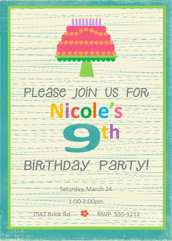 Girls' Have Your Cake Birthday Party Printable Invitation Package Il_570xn
