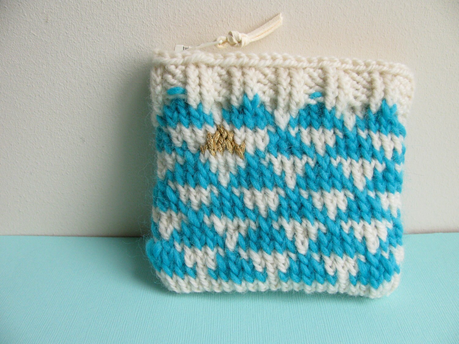 SALE 50% off Knit Coin Purse Zipper Pouch by NFallonDesignStudio