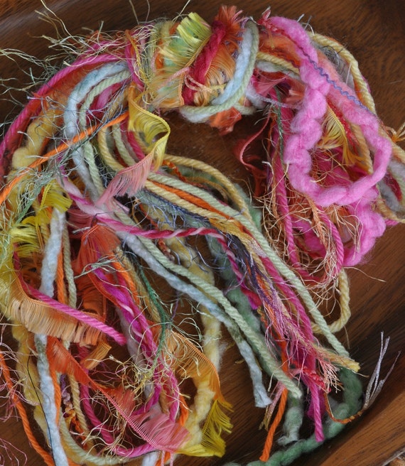 Destash Yarn Scrap Bundle Novelty Fiber Scraps Art Craft