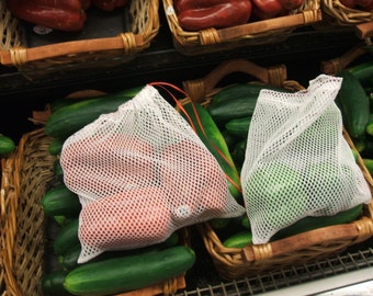 Set of 6 Produce Bags Poly Mesh Super Strong