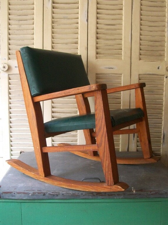 Vintage Childs Rocking Chair with Green Naugahyde by susantique