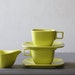 Melamine Cups Saucers Creamer in Chartreuse