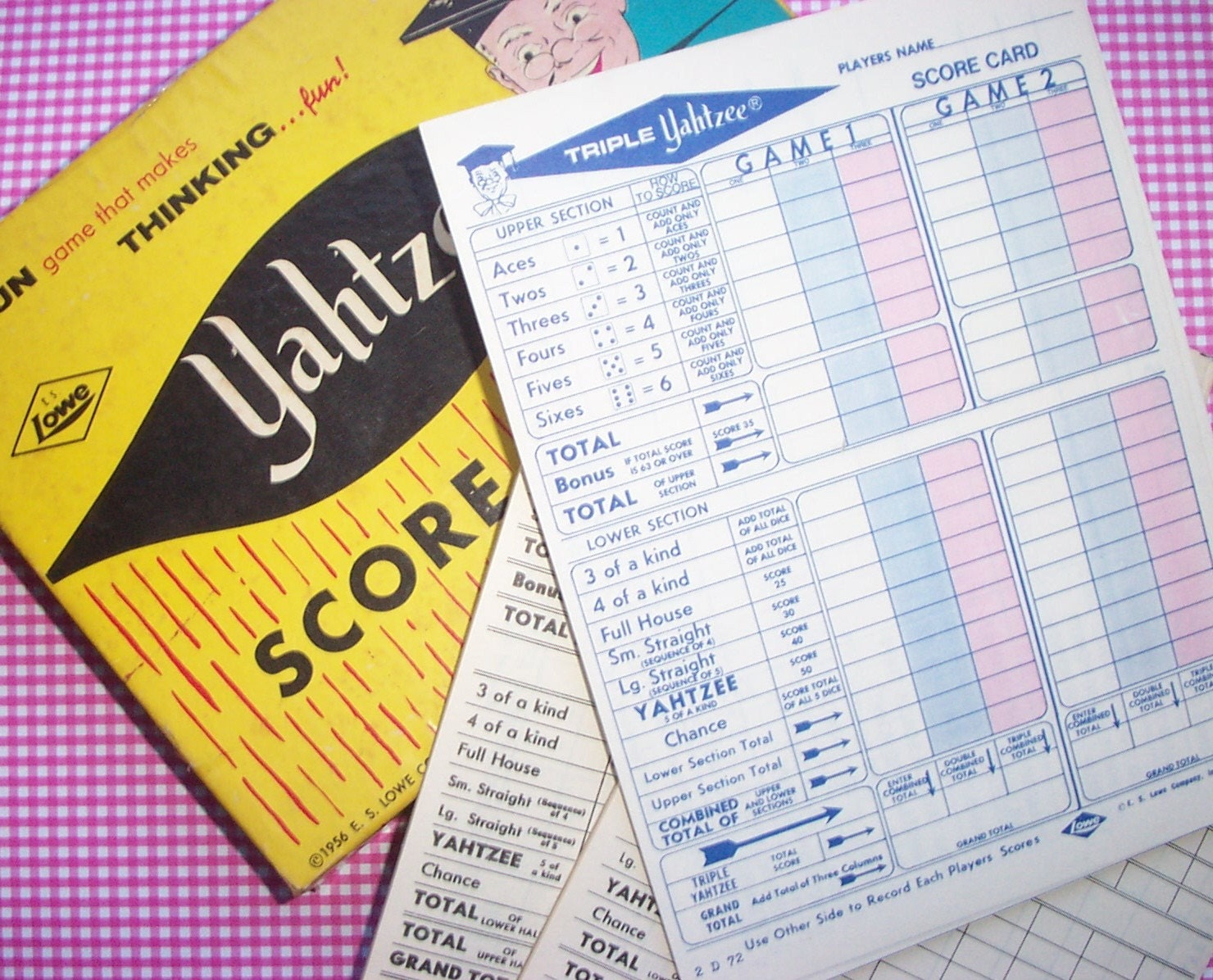 2 regular yahtzee and 1 triple yahtzee score padsdtd