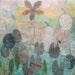 Misty Spring Morning, spring colors, encaustic painting