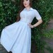 Vintage 50's Baby Blue Gingham Dress. Full Skirt. Mad Men. Rockabilly Dress Schoolgirl Dress
