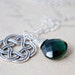 Celtic Knot Necklace Silver Charm Emerald Green Pendant