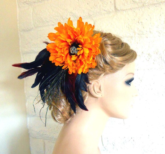 Chrysanthemum Fascinator Dia De Los Muertos by EJPcreations
