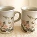 Vintage Coffee Mugs Hummingbird Stoneware 2 Pc