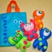 Monsters busy bag activity bag and plush toys made from recycled felt