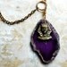 Rock Like an Egyptian - Bohemian Purple Agate Geode Tribal Pendant with Vintage Sphinx Rustic Travel Necklace