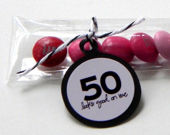 50th Birthday Party Favors, Candy Treat Bags - 50 Looks Good on Me, Set of 12, Pink, Black
